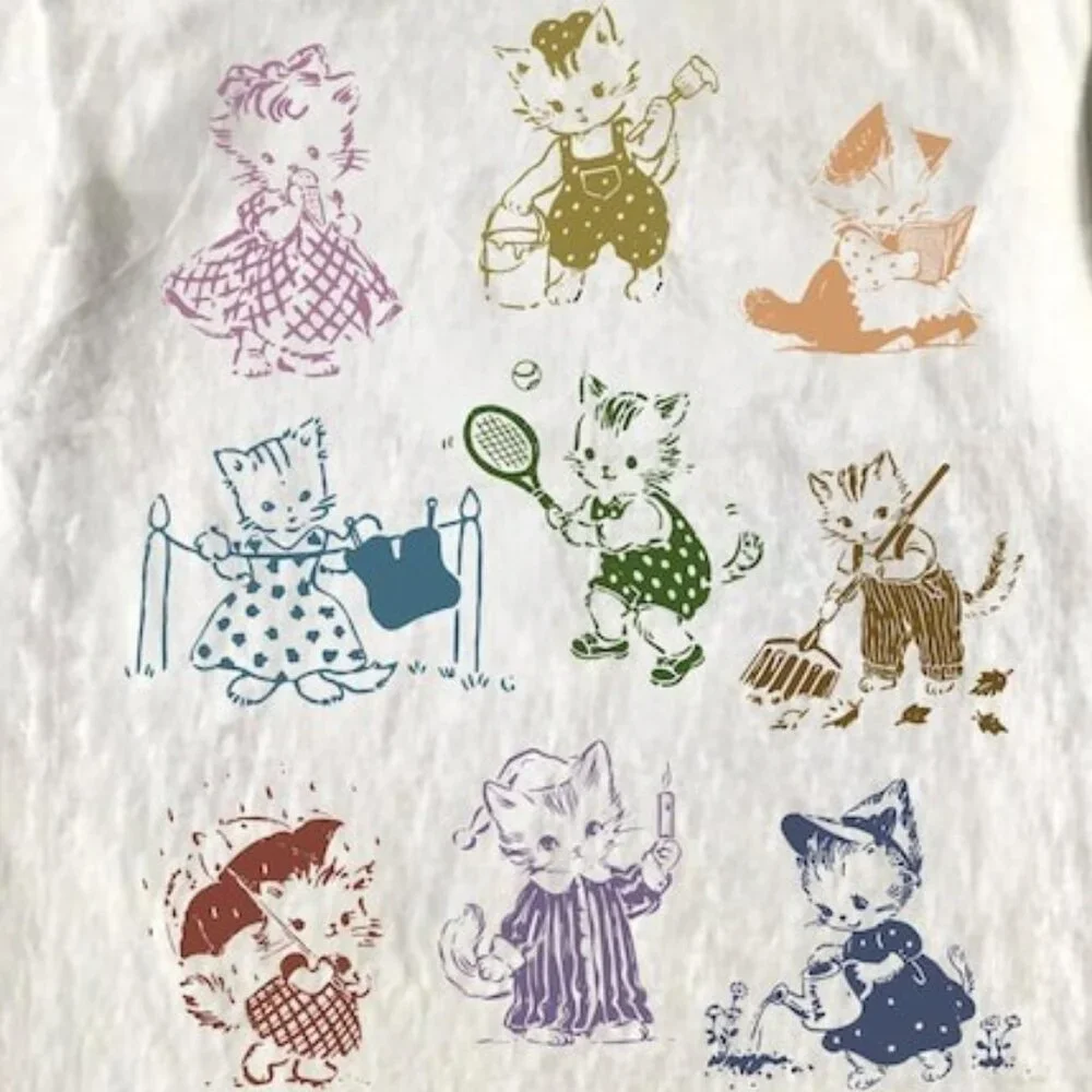 Cat 90s Tattoo Vintage T-shirt, Retro Kitten Cute Shirt - Picture 2 of 4